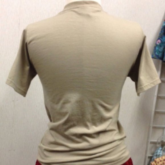 Embellished Womens T-shirt Khaki Handmade New - Picture 4 of 5